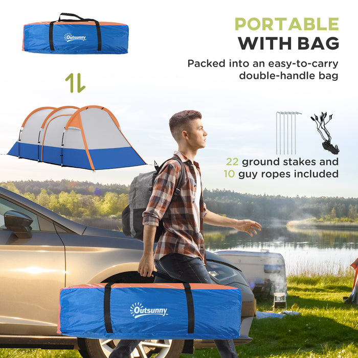 Large Tunnel Camping Tent with Bedroom & Living Space - 2000mm Waterproof & Portable Design for 2-3 People - Ideal for Family Camping and Outdoor Adventures