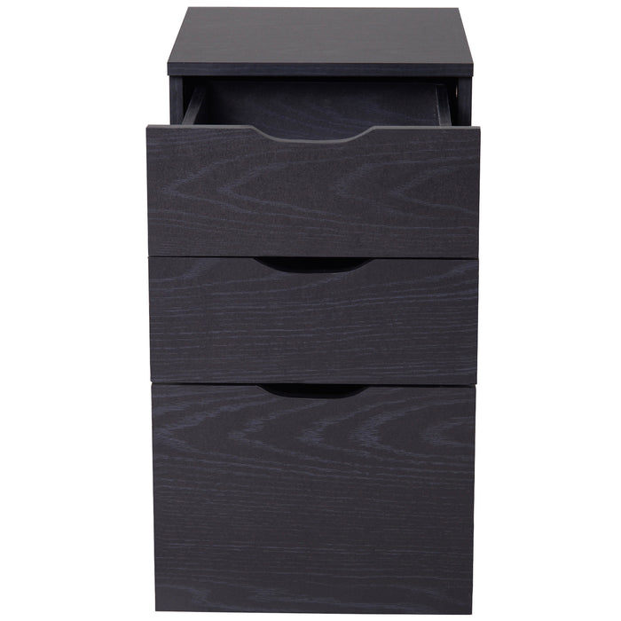 3-Drawer File Cabinet - Under Desk Storage for A4, Letter Documents, and Binders with Slide Wheels in Black Oak - Ideal for Office Organization