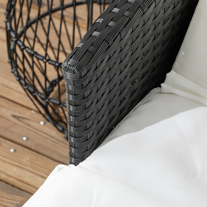 Rattan Sun Lounger Set - Patio Chaise Lounge with Adjustable Backrest and Soft Cream White Cushions - Ideal for Outdoor Relaxation and Comfort