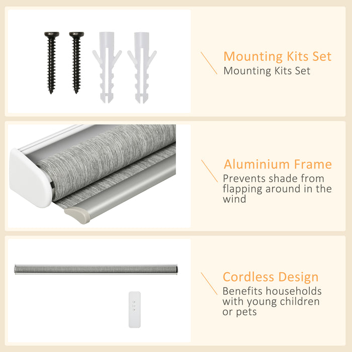 WiFi Smart Roller Blinds with UV Protection - Rechargeable Electric Shades for Home and Office, Grey, 80 x 180cm - Convenient and Privacy Enhancing Window Coverings