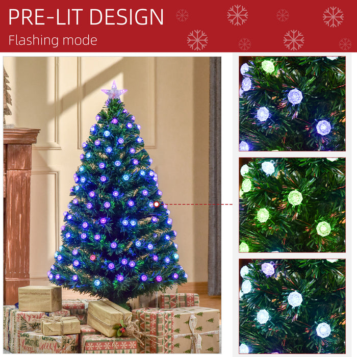 Pre-Lit 4FT Artificial Christmas Tree with Fiber Optic and LED Lights - Festive Holiday Home Decor in Lush Green - Ideal for Cozy Xmas Celebrations