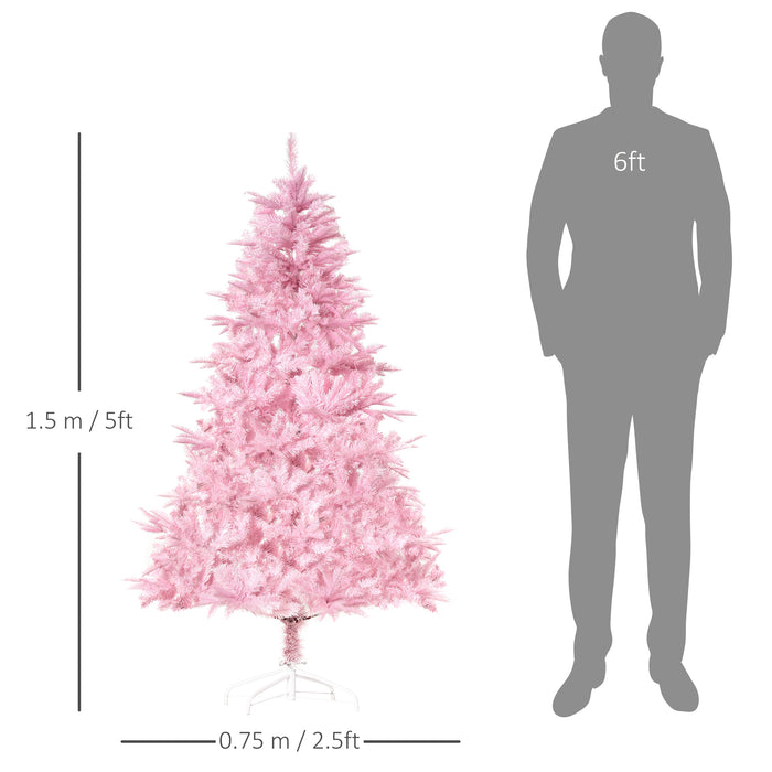 Artificial 5ft Pink Pop-up Christmas Tree - Easy Automatic Setup for Festive Home Decor - Ideal for Holiday Parties and Celebrations