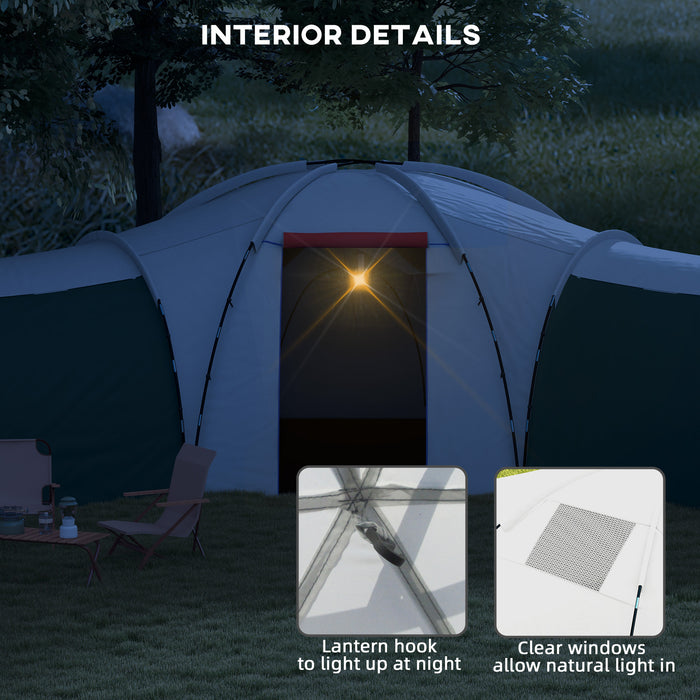 Large Family Camping Tent for 6-9 People - Multiple Bedrooms with Spacious Living Area - Complete with Essential Accessories