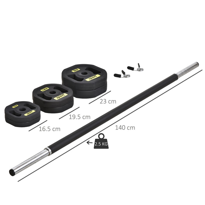 Adjustable 20kg Barbell Set - Home Gym Weightlifting Kit with Plate, Bar, and Clamp - Ergonomic Design for Fitness Enthusiasts