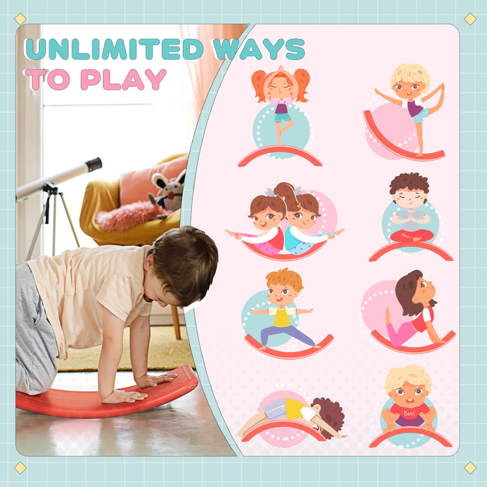 Kids Balance Board - Wobble Stepping Stone, Montessori Nursery Toy - Ideal for Active Play and Coordination for Ages 3-6 Years, 82cm Length, Red