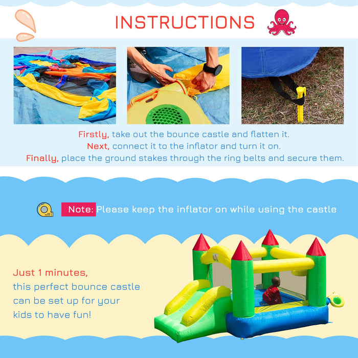 Inflatable Children's Bouncing Castle with Air Blower - High-Energy Outdoor Play Equipment - Ideal for Parties and Backyard Fun
