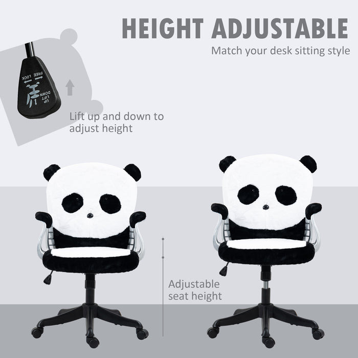Fluffy Panda - Cozy Adjustable Desk Chair with Padded Armrests, Tilt Mechanism & Height Control - Ideal for Comfortable Office Seating & Stylish Workspace