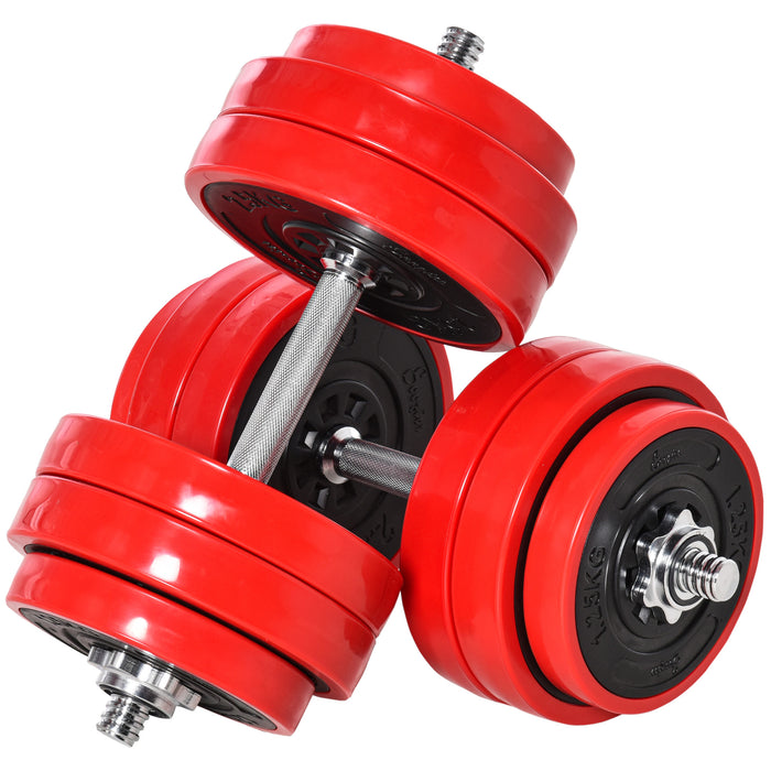 30KGS Adjustable Dumbbell & Barbell Set - Home Gym Strength Training Equipment with Fitness Plates & Bar Clamps - Ideal for Muscle Exercise & Sports Enthusiasts