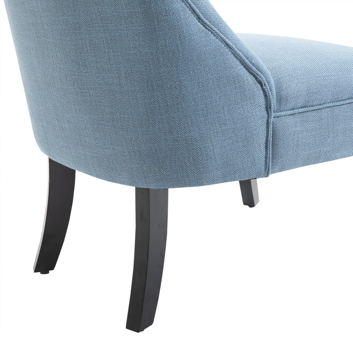 Upholstered Fabric Tub Chair with Pillow - Single Sofa Dining Chair, Solid Wood Legs - Comfortable Seating for Home Living Room, Blue