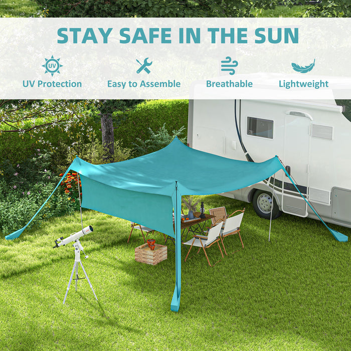 Portable Beach Tent Event Shelter with Detachable Sidewall - Includes Carry Bag, Ideal for Camping, Fishing & Picnics - Sky Blue Shade for Outdoor Activities