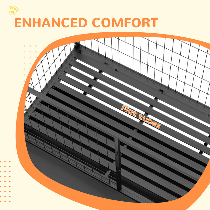 Heavy Duty 48-Inch Dog Crate with Wheels - Large and Extra-Large Double Door Pet Kennel with Bowl Holder and Removable Tray - Easy Transport and Cleaning for Big Breeds