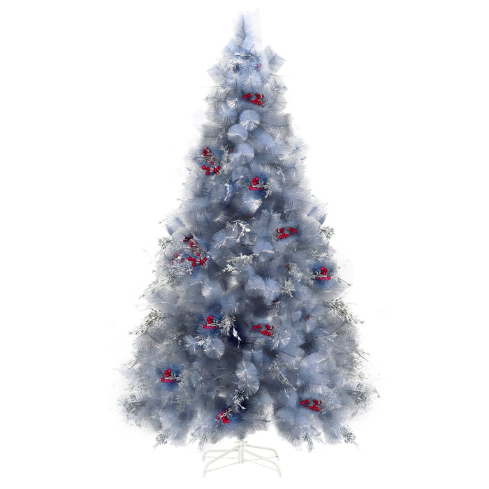 210cm Artificial Christmas Tree with Replica Berry Decor - Spruce-Grey Home Holiday Décor - Ideal for Festive Living Room Ambiance