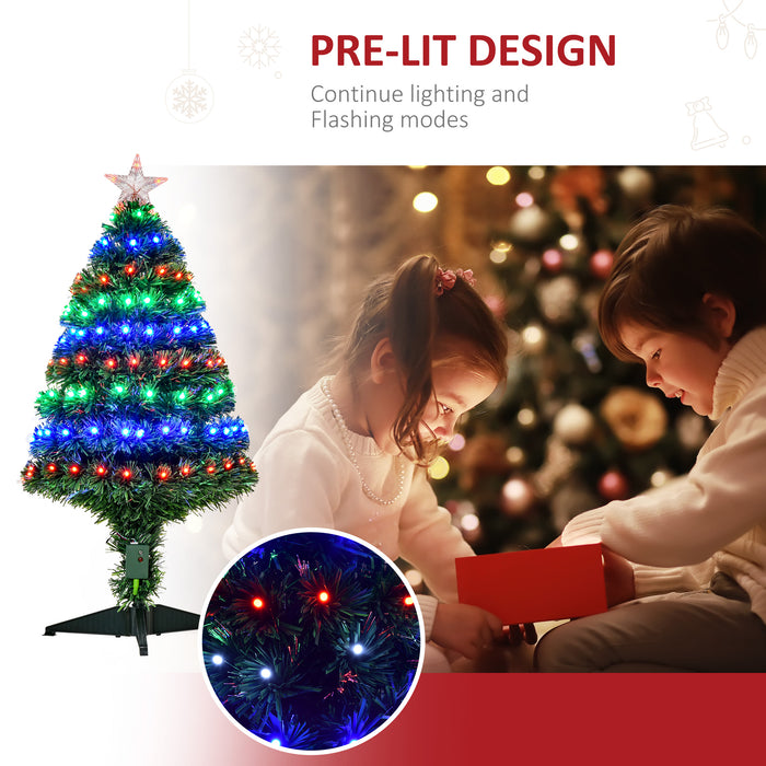 Fiber Optic Artificial Christmas Tree - 3ft/90cm Xmas Decoration with Color-Changing Lights - Perfect for Small Spaces & Holiday Celebrations