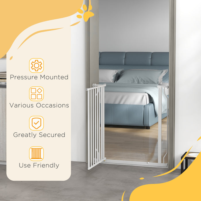 Extra Wide Pet Barrier with Walk-Through Door - Durable Pressure-Mount for Doorways, Hallways & Stairs - Ideal for Keeping Dogs Safe and Contained