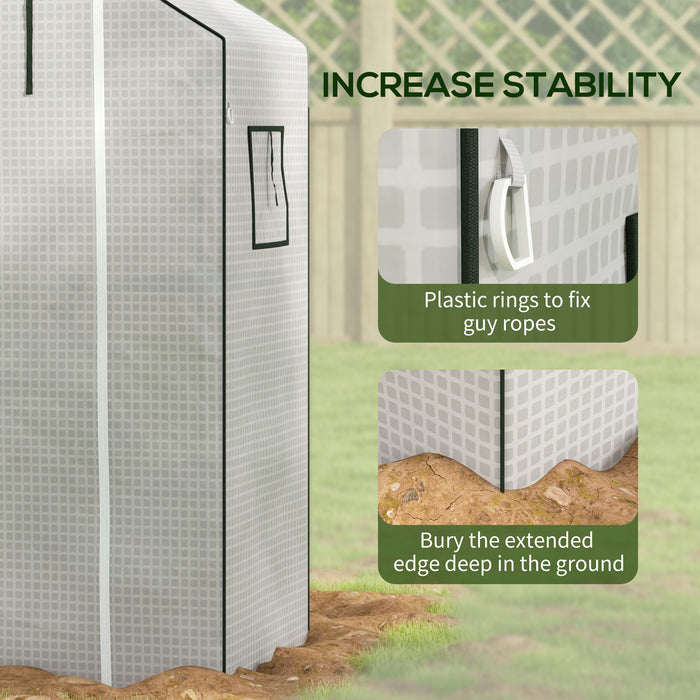 Walk-In PE Greenhouse Cover with Roll-Up Door and Windows - Durable Replacement 140x73x190cm Hot House Cover, White - Perfect for Gardeners and Home Farming Enthusiasts