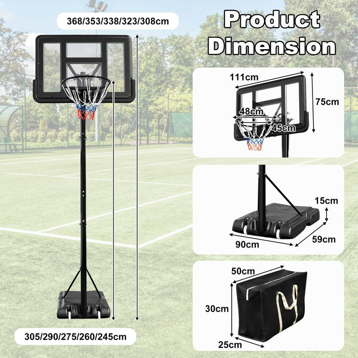 Adjustable Height Basketball Stand 2.45M-3.05M - Portable Sports Equipment for Kids and Adults - Ideal for Improving Basketball Skills and Fun Family Play