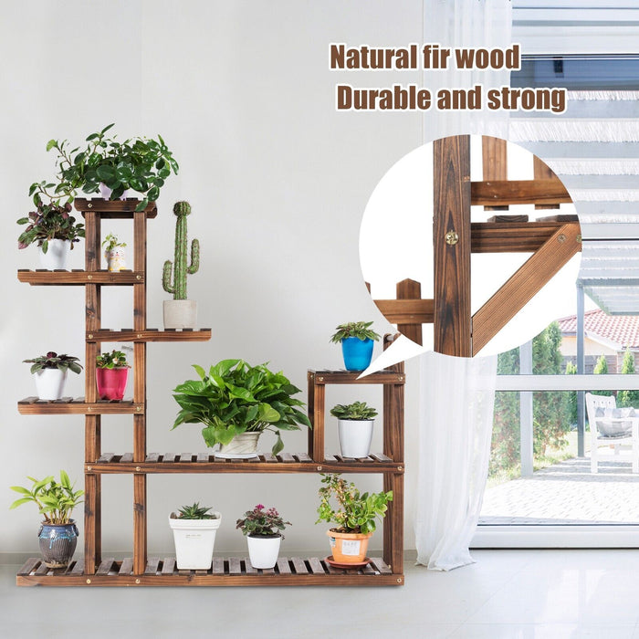 16 Potted - Wooden Plant Stand Suitable for Indoor and Outdoor Spaces – Perfect Patio Décor Solution