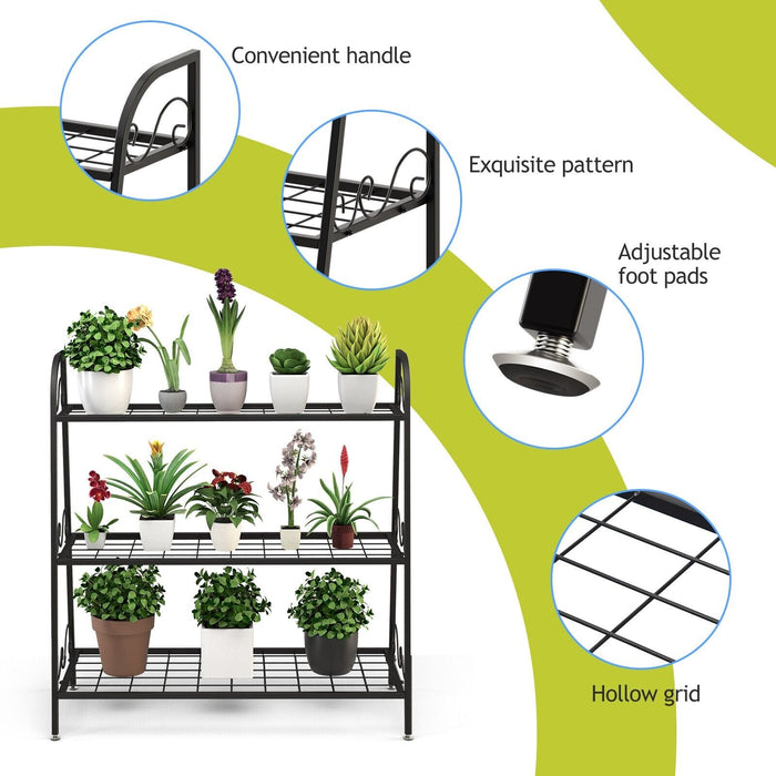 Metal 3-Tier Stand - Plant and Shoe Display Rack - Ideal for Home Organization and Decor