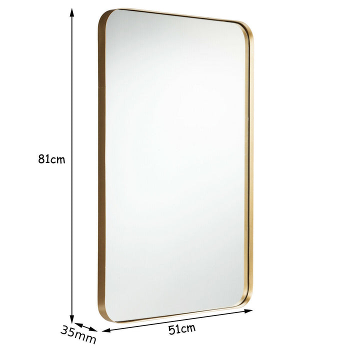 Black Bathroom Wall Mirror with Rounded Corner - Decorative Reflective Accessory for Washroom - Ideal for Personal Grooming & Room Aesthetics Enhancement