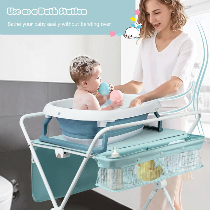 Diaper Station - Adjustable Height Portable Multi-Purpose Stand with Storage Rack - Ideal for Easily Changing and Storing Infant Necessities