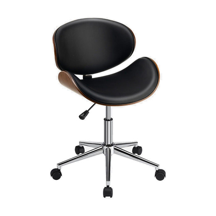 Ergonomic Mid-Back Home Office Chair - Comfortable Design with Rolling Wheels, Black - Perfect for Remote Workers and Students