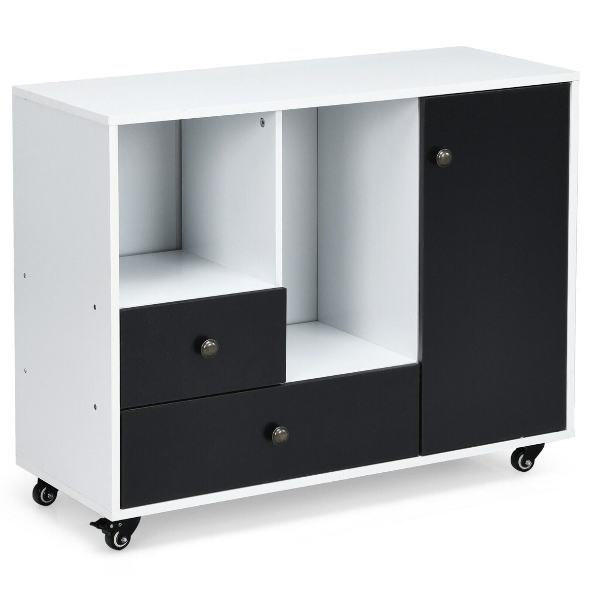 Lateral Stationery Storage Cabinet - Two Drawer Chest with Extra Compartments - Ideal for Office Organizational Needs