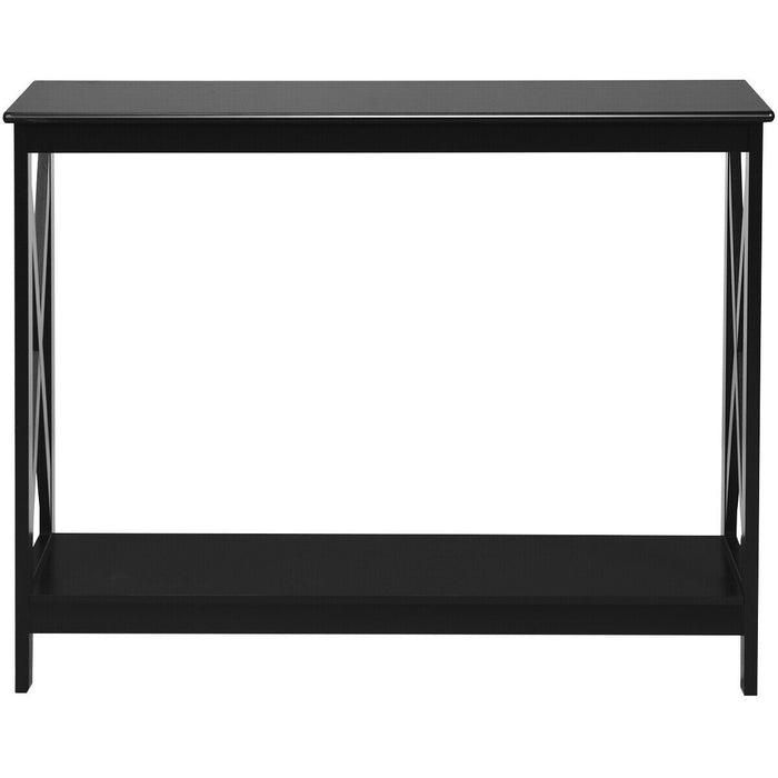 Black Wooden Console Table, 2-Tier Design - Elegant Furniture Piece for Home Decoration and Storage