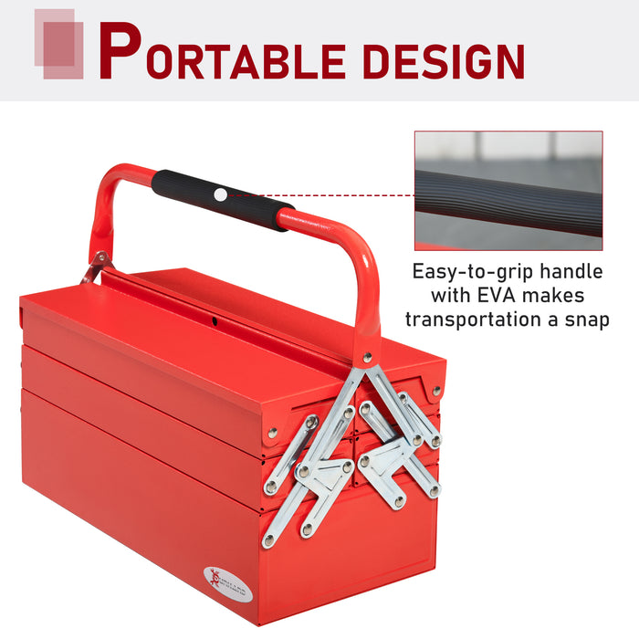 Professional 5-Tray Cantilever Metal Toolbox - 3 Tier, 45cm Portable Storage Cabinet for Workshop - Durable with Carry Handle, Ideal for Professionals and DIY Enthusiasts