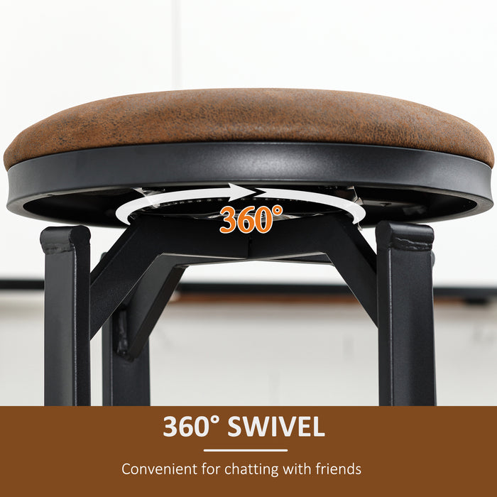 Vintage Kitchen Stools Set of 2 - Microfiber Cloth Breakfast Bar Chairs with Footrest and Brown Powder-Coated Steel Legs - Ideal for Home Bar and Kitchen Seating