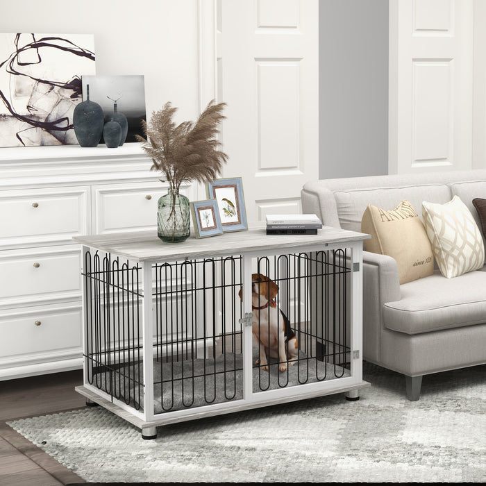 Luxury Indoor Dog Crate - Multipurpose End Table with Soft Cushion and Lockable Doors for Large Breeds - Stylish Pet Haven and Home Decor Piece