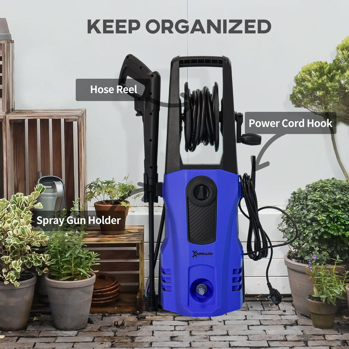 High-Pressure Power Washer 1800W - 150 Bar Pressure, 510 L/h Flow Portable Jet Wash Cleaner in Blue - Ideal for Home & Car Cleaning