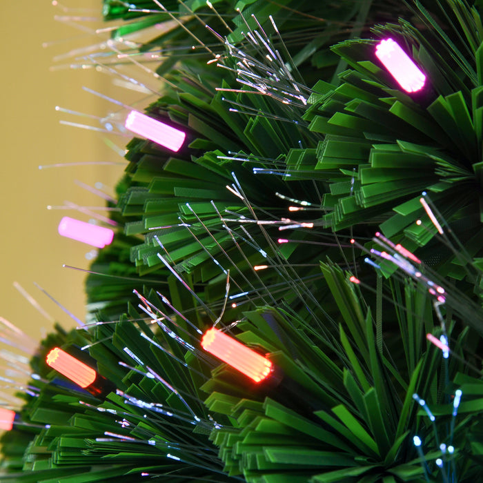 Pre-Lit Fiber Optic 5ft Christmas Tree with Star Topper - 170 Branch Tips, Metal Stand, Multi-Color LED Lights - Festive Home Holiday Decor