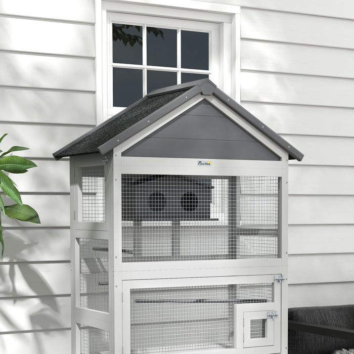 Wooden Aviary with Stand - Grey Finch & Parakeet Habitat - Ideal for Small Birds