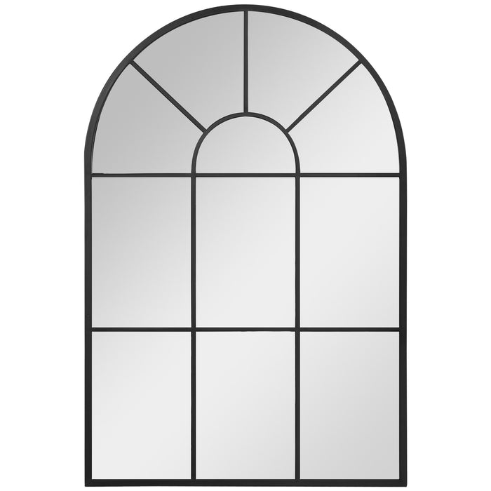 Modern Arched Wall Mirror - 91x60 cm Reflective Window Design for Home Decor, Black - Ideal for Living Room and Bedroom Aesthetics