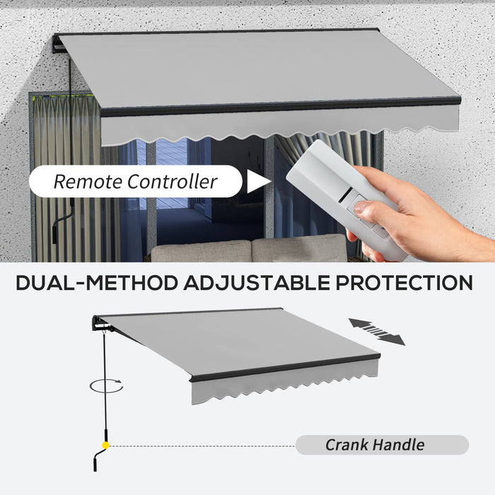 Aluminium Frame Electric Awning 3x2m - Retractable Sun Shelter Canopy for Patios and Windows in Light Grey - Outdoor Shade Solution for Homeowners