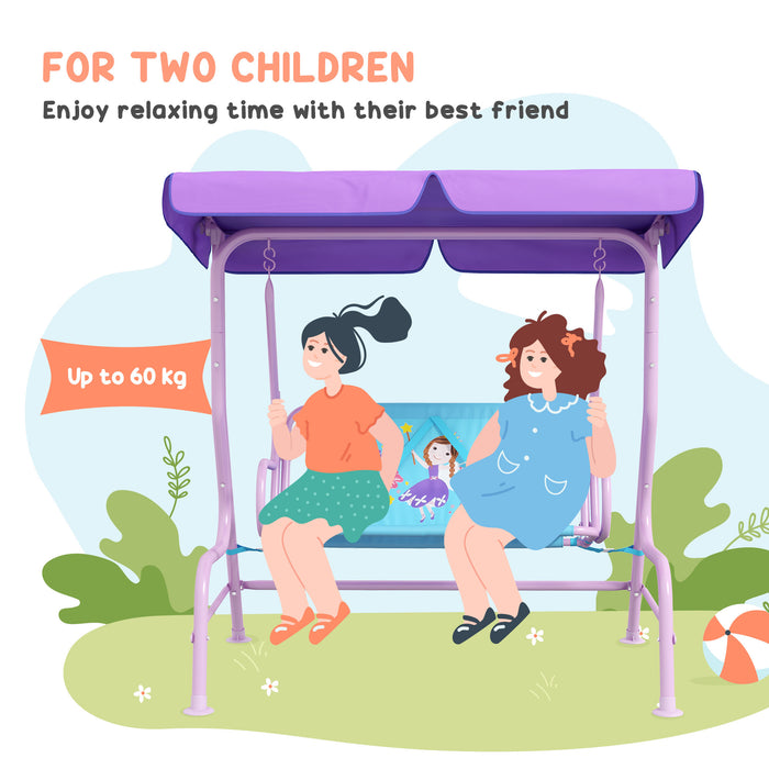 Kids Fairy-Themed Garden Swing - Adjustable Canopy and Safety Seat Belts - Perfect for Backyard, Porch, or Poolside Fun