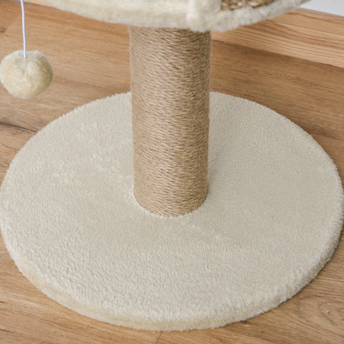Basics Tower - Cat Tree with Bed, Scratching Post & Dangling Ball Perch - Ideal for Kitten Play & Lounge, Beige