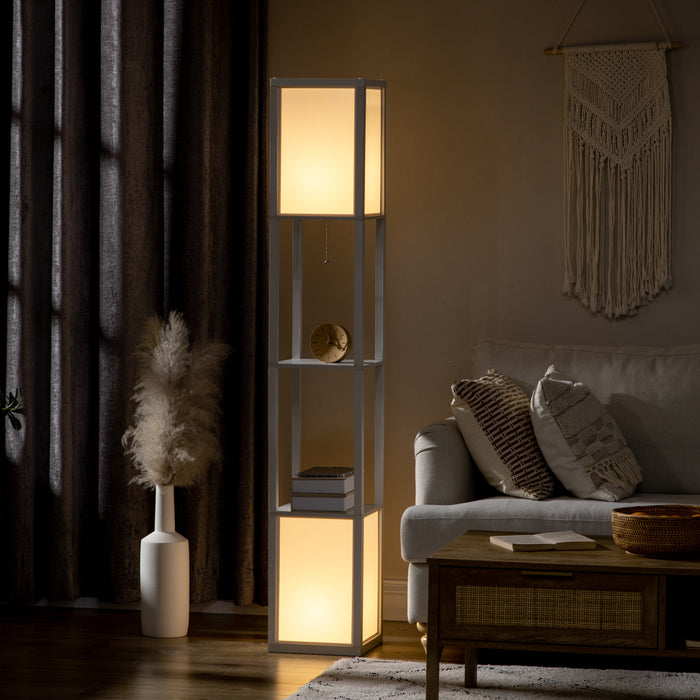 Modern Dual Ambient Light Shelf Floor Lamp - 156cm Standing Lighting for Living Room and Bedroom - Ideal for Cozy Illumination and Storage