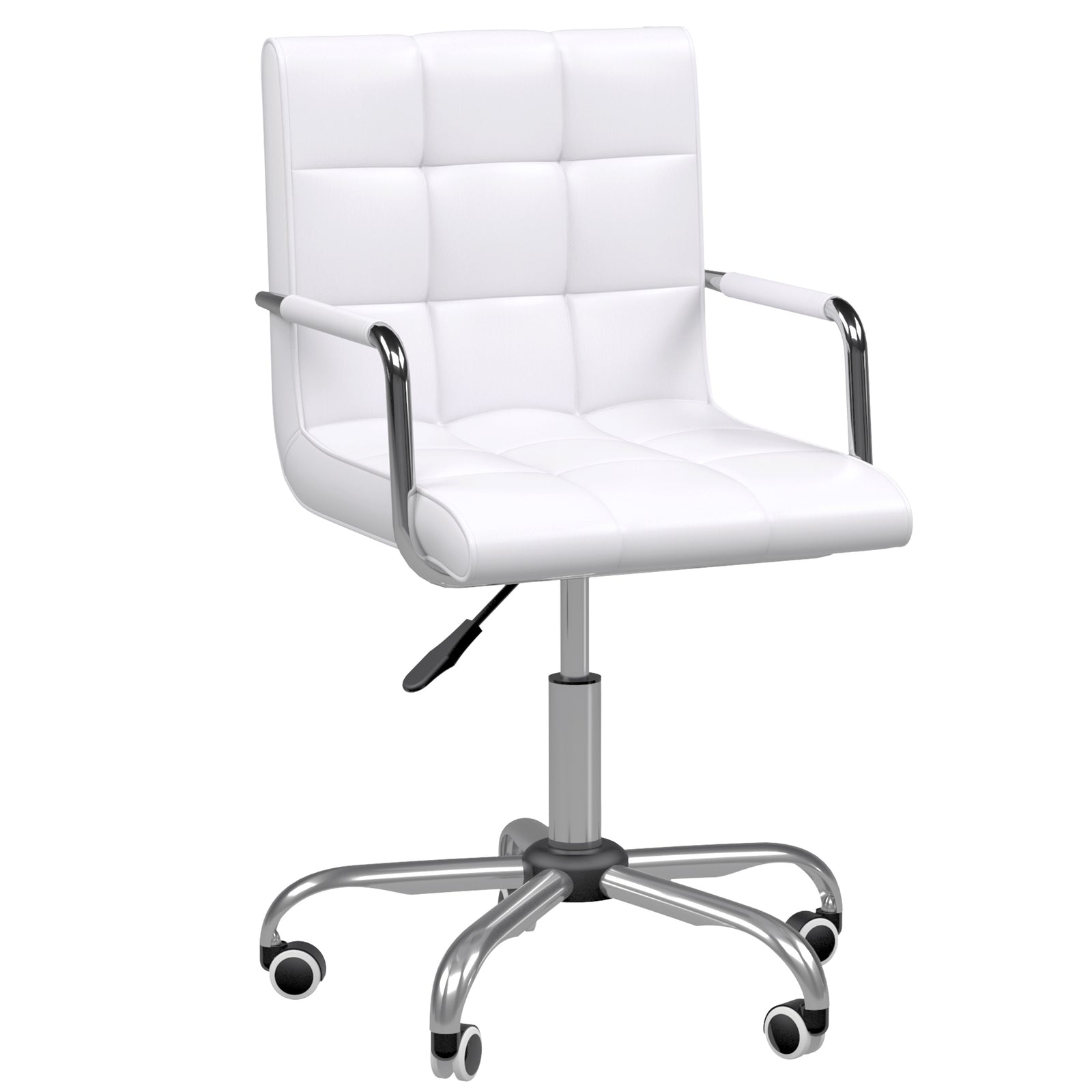 Mid Back PU Leather Computer Chair - Swivel Home Office Desk Chair with Adjustable Height and Wheels - Ergonomic Seating for Work and Study