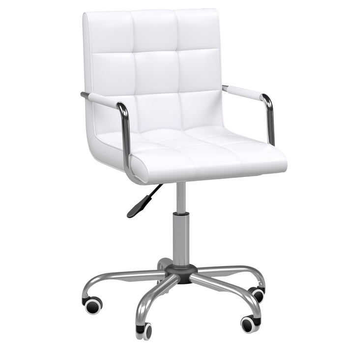 Mid Back PU Leather Computer Chair - Swivel Home Office Desk Chair with Adjustable Height and Wheels - Ergonomic Seating for Work and Study