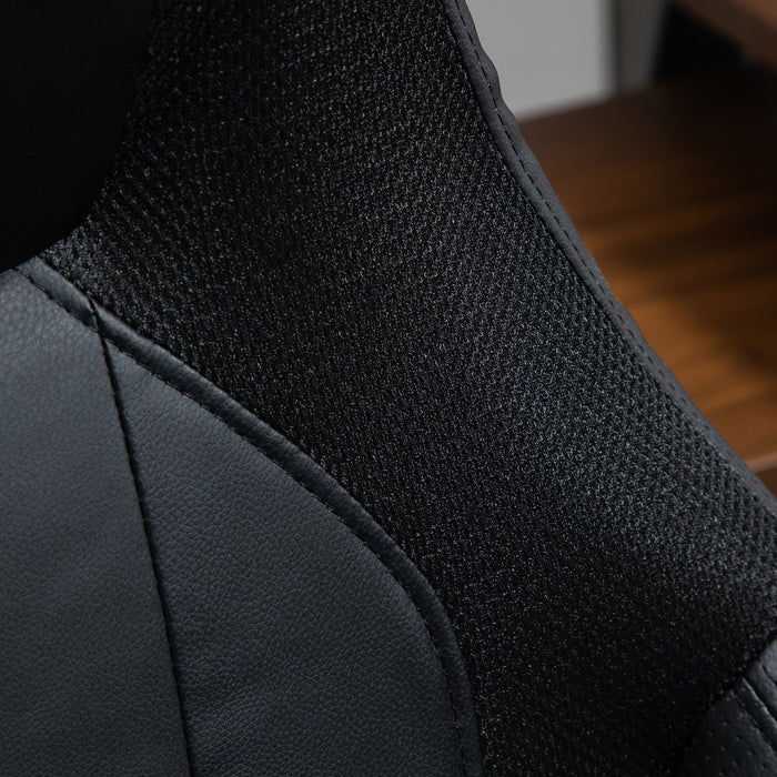 Executive Mesh & Faux Leather High Back Chair - Swivel Wheels, Height & Armrest Adjustable, Gaming Office Seat - Ideal for Gamers & Professionals