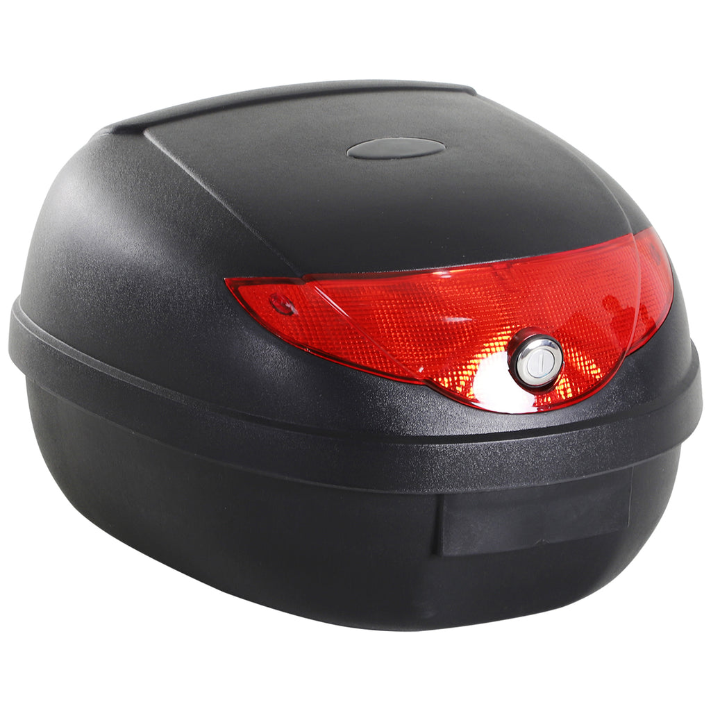Motorcycle Luggage Case with 24L Capacity - Sturdy Black & Red Storage with Reflectors - Perfect for Safe and Convenient Bike Trips