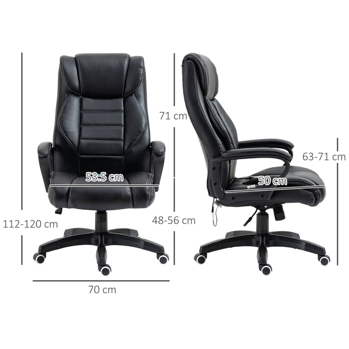 High Back Executive Massage Office Chair - 6-Point Vibrating, Extra Padded Swivel & Tilt Functionality - Ergonomic Desk Seat for Comfortable Working