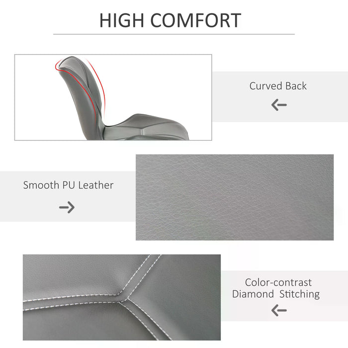 Contrast Stitched PU Leather Dining Chairs - Set of 2 Racing-Style Seats with Steel Legs and Ergonomic Padding - Stylish and Comfortable Home Gray Accent Chairs