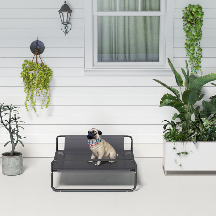Elevated Dog Bed with Angled Headrest - Durable & Washable Mesh Cot with Non-Slip Feet - Comfortable Sleeping Solution for Small to Medium Breeds, 91 x 69 x 29 cm