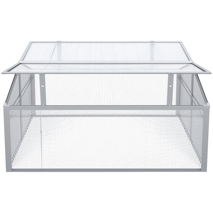 2-Tier Adjustable Aluminium Cold Frame Greenhouse - Weather-Resistant Outdoor Gardening Solution - Perfect for Seedlings & Plant Protection