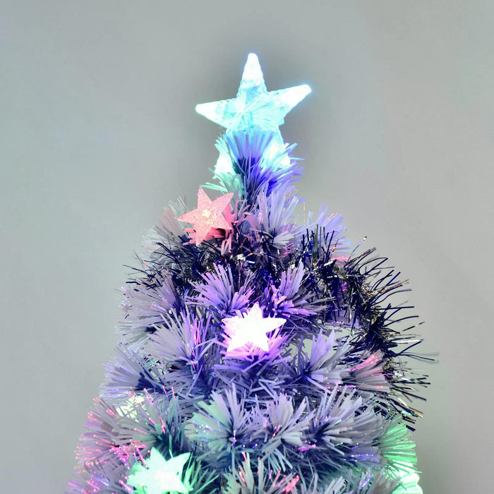 Fibre Optic Artificial Christmas Tree with Blue & White LEDs - Pre-Lit Holiday Decor, Easy to Assemble & Store, 5ft - Perfect for Festive Home Decoration