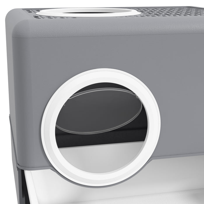 Enclosed Cat Litter Box with Lid - Front Entry, Top Exit, Drawer Tray & Scoop, 52x41x38.5cm - Ideal for Reducing Litter Scatter & Odor Control