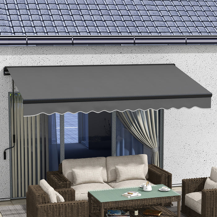 Aluminium Frame Electric Awning 3.5 x 2.5m - Retractable Sun Canopy for Patio & Window, Dark Grey - Ideal Outdoor Shade Solution for Homeowners