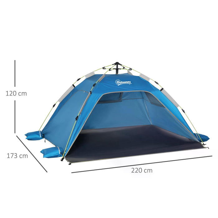 Pop-Up Beach Tent Model XT100 - 1-2 Person Sun Shade Canopy with UV Protection and Waterproof Design - Portable Shelter with Ventilating Mesh Windows for Outdoor Enthusiasts
